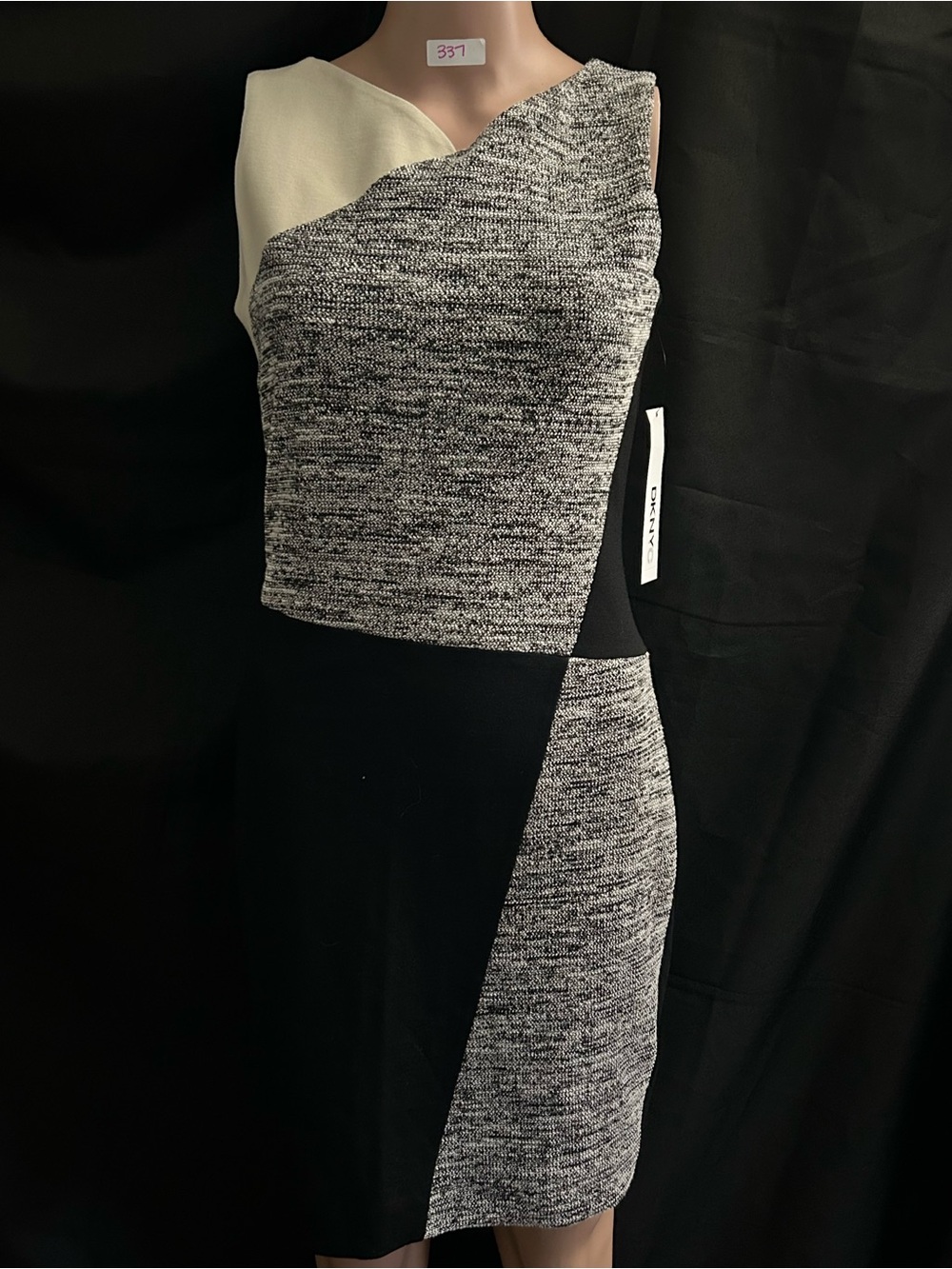DKNYC Colorblock Black & Gray Knit Sheath Dress SZ 2 NWT